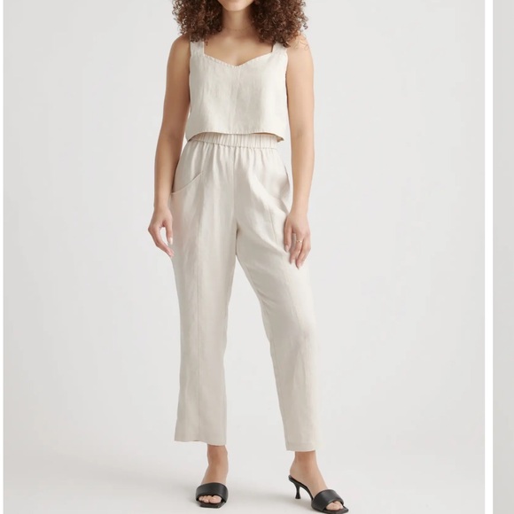 Quince Pants - Quince 100% European Linen Tapered Ankle Pants In Sand Size Large NEW NWT